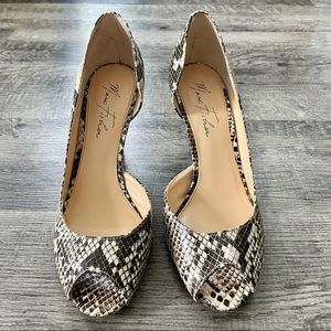 Snake Print Peep Toe Heels